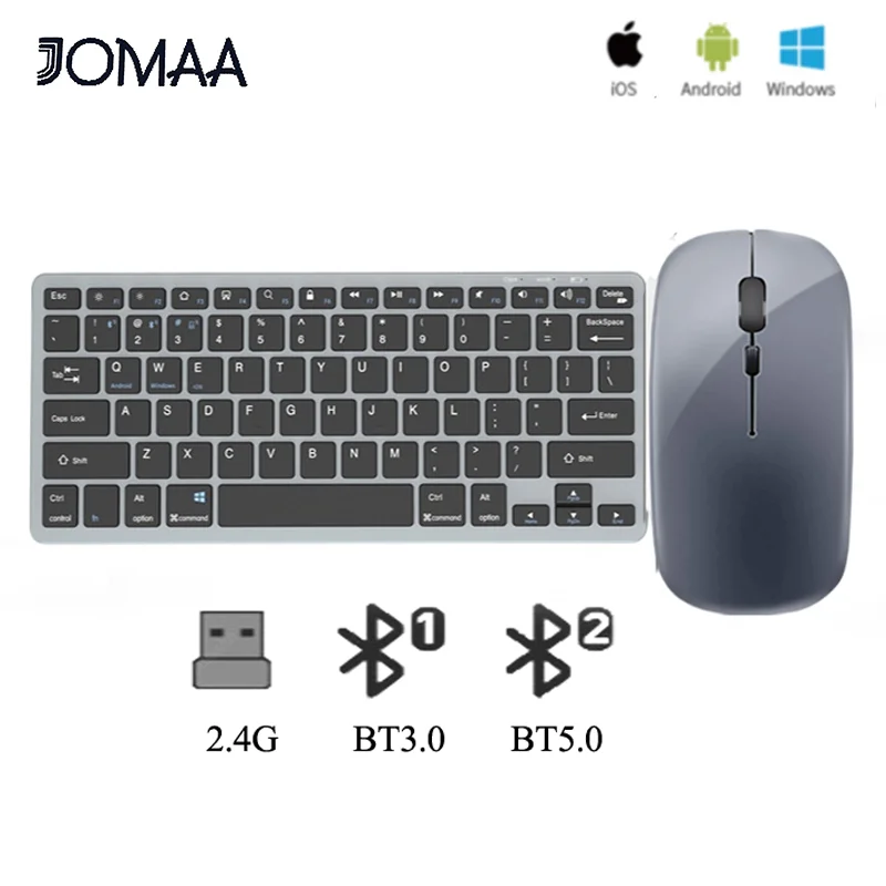 

Bluetooth-клавиатура и мышь JOMAA 2,4G, мультимедийная беспроводная клавиатура и эргономичная мышь для настольного ПК, ноутбука