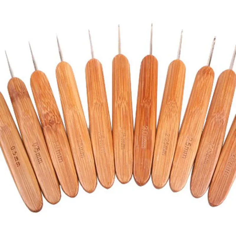 

10 штук крючки для вязания, Бамбуковая ручка, глиноземные крючки для вязания, набор крючков для вязания, для плетения, швейные иглы, инструмен...