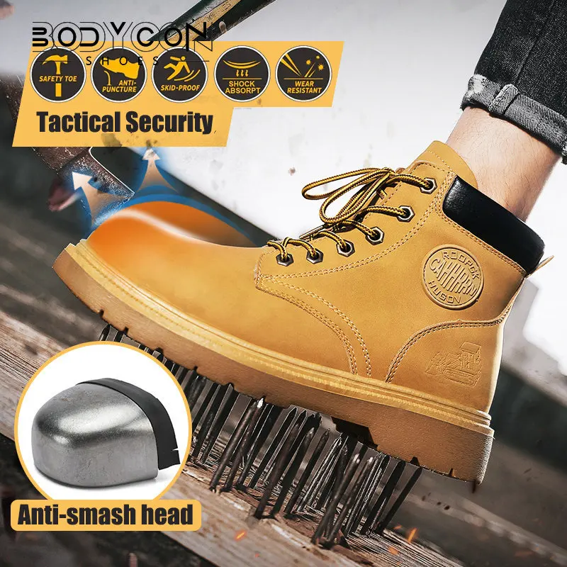 

Classic Work Safety Shoes Boots Anti-Smashing Steel Toe Puncture Proof Construction Military Combat Ankle Army Shoes Men