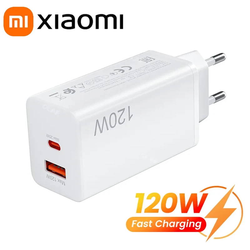 

Xiaomi 120W USB Charger Fast Charging QC 3.0 Type C PD Quick Charge Mobile Phone Chargers Adapter For Xiaomi Huawei Samsung