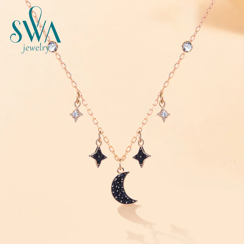 

Original New High-quality Swa Heart-shaped Women's Clavicle Necklace Jumping Geometric Round Crystal Pendant Necklace