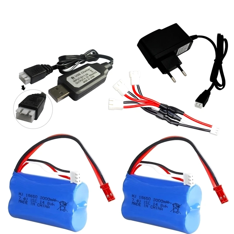

Upgrade 3000Mah 2S 7.4V lipo battery For HuanQi 957/948/848B/827B/823/955/956/957/948 MJX F45/T55 RC Toys parts 18650 with JST