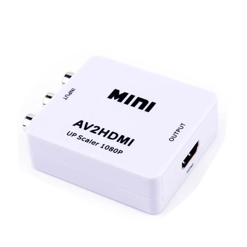 

AV2HDMI RCA Connector AV/CVSB L/R Video to HDMI-compatible AV Scaler Adapter HD Video Converter Box 1080P Support NTSC PAL White
