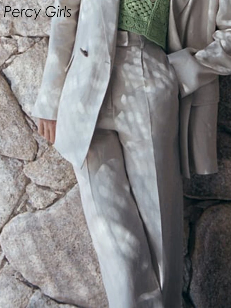 

2022 Za New Fashion Office Lady Style Solid Zipper Straight Long Pants Women Casual High Waist Side Pockets Trousers Female