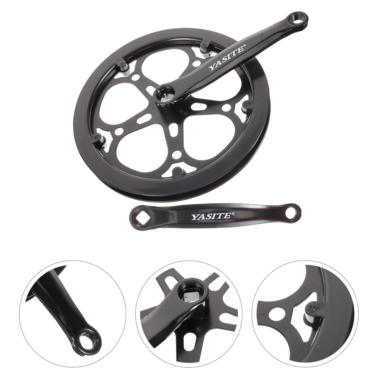 Crank Bling Accessories Bicycle Crankset Electric Bike Single Speeds Hollow Black
