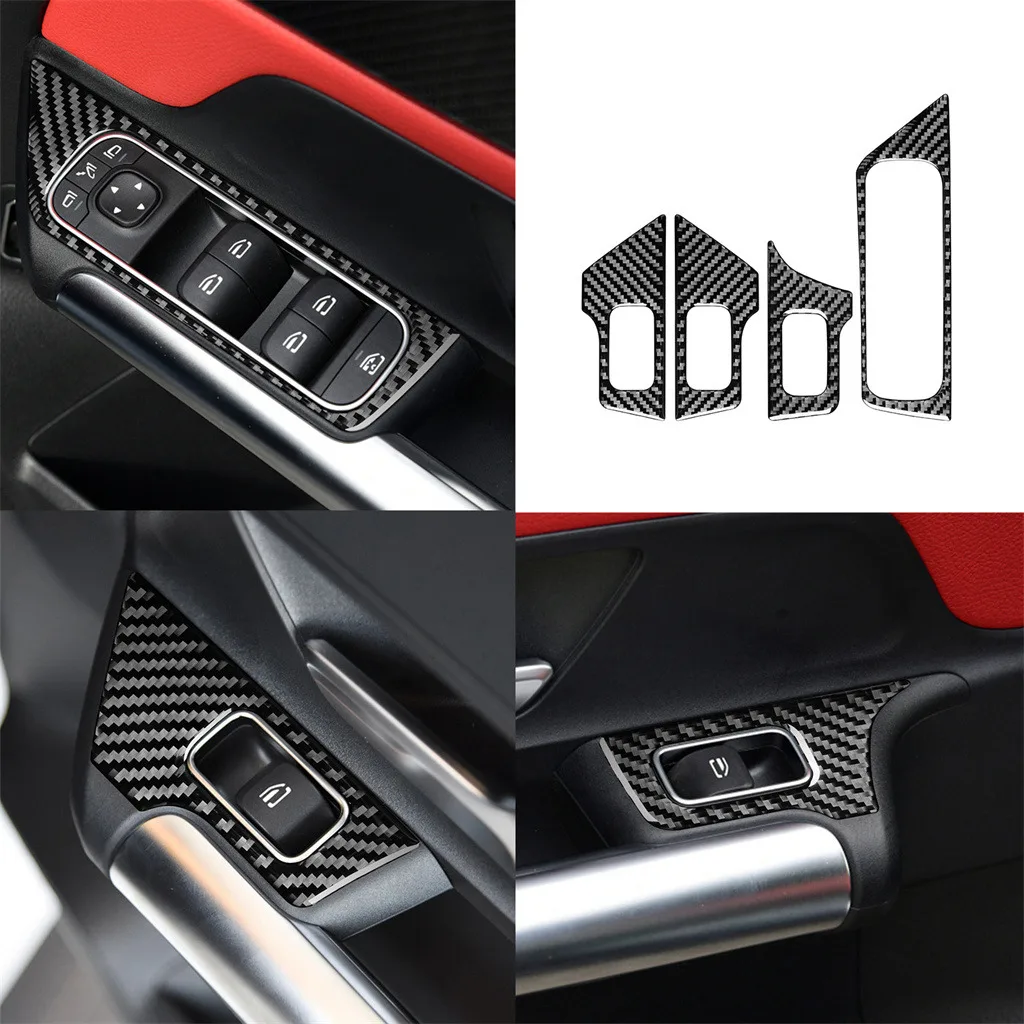 

Fit For Mercedes Benz B Class 2019 GLB 2020 Carbon Fiber Window Lift Switch Panel Trim Sticker RHD