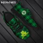 Женские мягкие кроссовки INSTANTARTS, зеленые клетчатые туфли на плоской подошве с принтом Св. Патрика, дышащая обувь, 2022