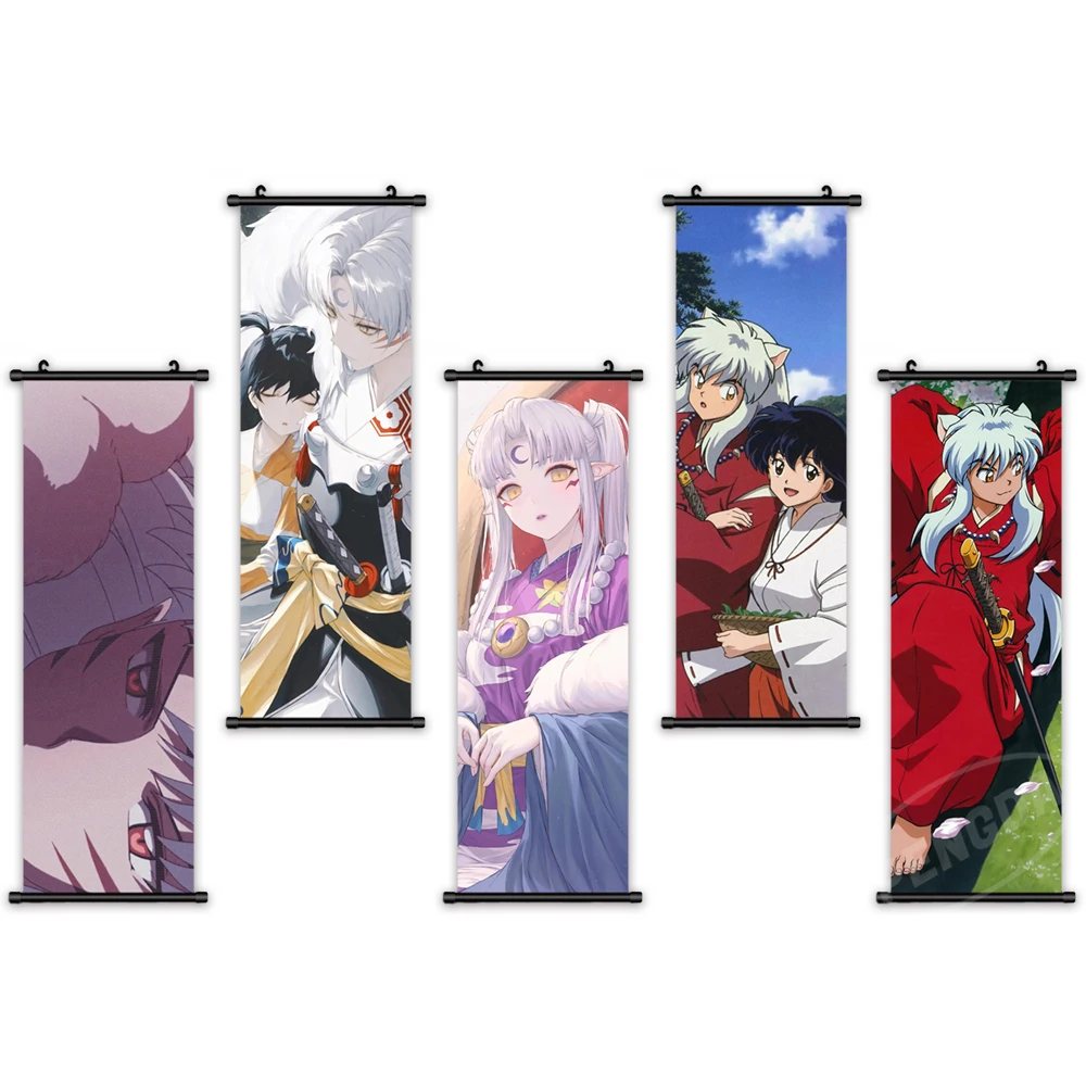 

Wall Art Inuyasha Pictures Mural Anime Poster Plastic Scroll Japanese Hanging Higurashi Kagome Painting Canvas Print Home Decor