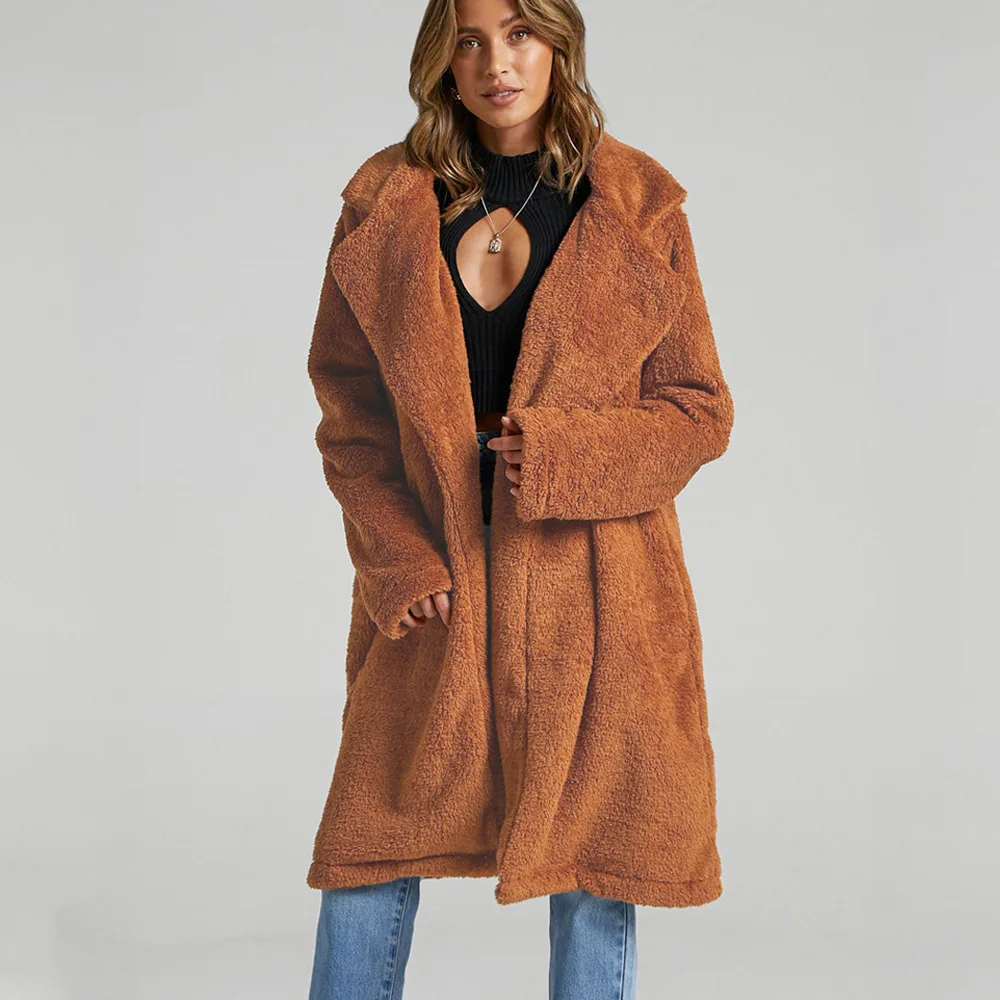 Women's Leather Fur Coat Fall Winter Fashion Plush Large Size Plush Coat Women's Imitation Fur Imitation Lamb Wool Faux Fur Coat