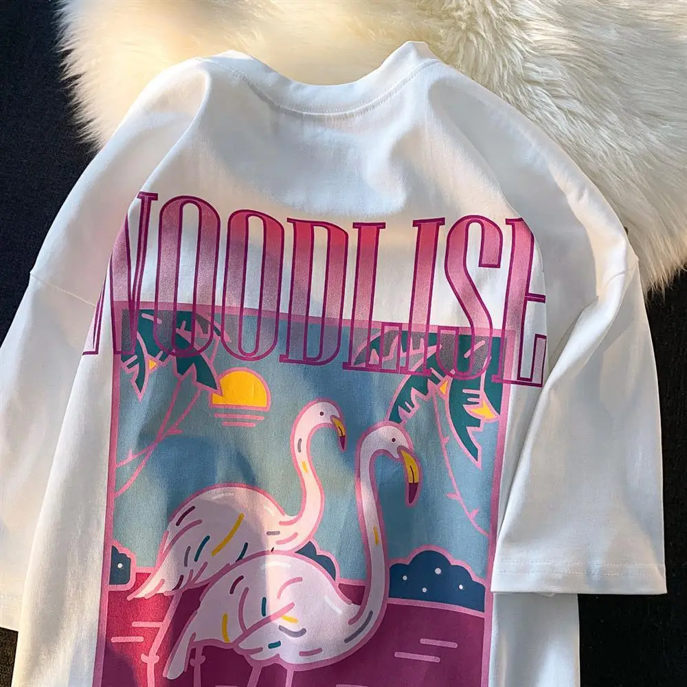 

Американская Ретро Уличная трендовая брендовая футболка в стиле хип-хоп с мультяшными животными для мужчин и женщин Летняя футболка с коротким рукавом оверсайз дизайнерский Топ