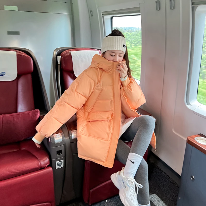 Cotton Padded Coat Women Loose Parkas Warm Thicken White Fluffy Overcoat 2022 Snow Wear Jacket New Korean Solid Outwear