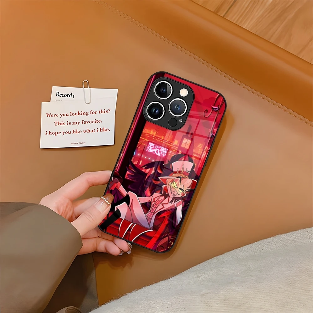 Чехол для телефона H-HazbinS Hotels из закаленного стекла iPhone 16 15 13 14 12 11 Pro XS Max Plus Mini SE2020