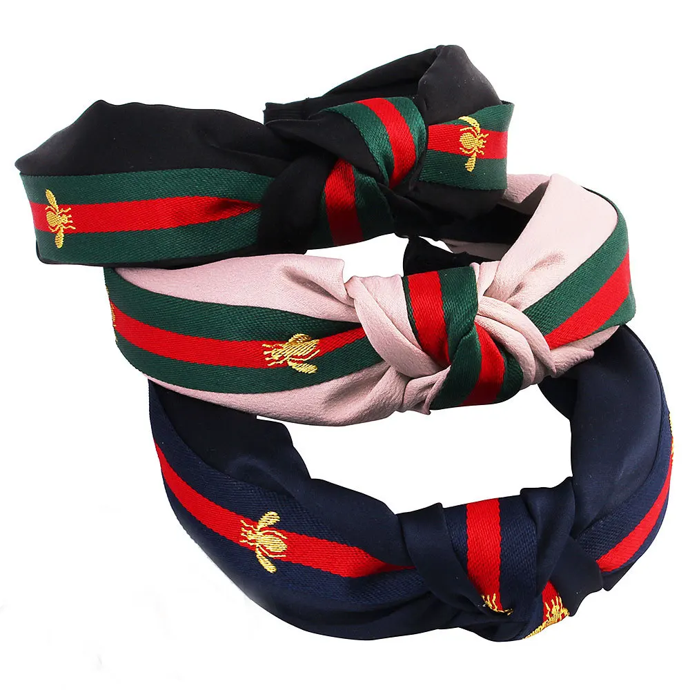 

Luxury New Colorful Bee Stripe Women Headband Wide Edge Fabric Knot Hair Band Trendy Hair Accessories Jewelry Gift