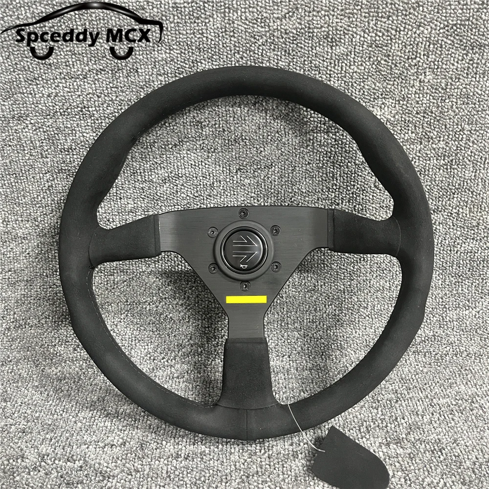 

Итальянский стиль Mo замшевый кожаный руль 14 дюймов Drift Sport плоские 350 мм рулевые колеса V1 черный, красный, желтый стежок