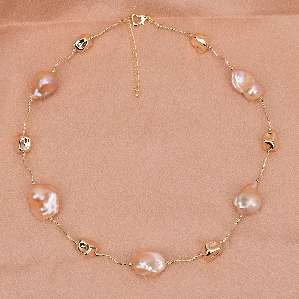 Женское Ожерелье из натурального жемчуга с покрытием золота