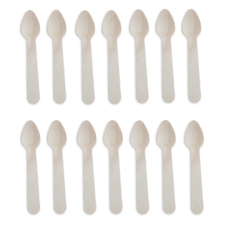 100 stücke Einweg Gesunde neue holz kuchen löffel Glatte Natürliche Eis Löffel Dessert kid löffel für Joghurt mini kleine löffel – Detail 5