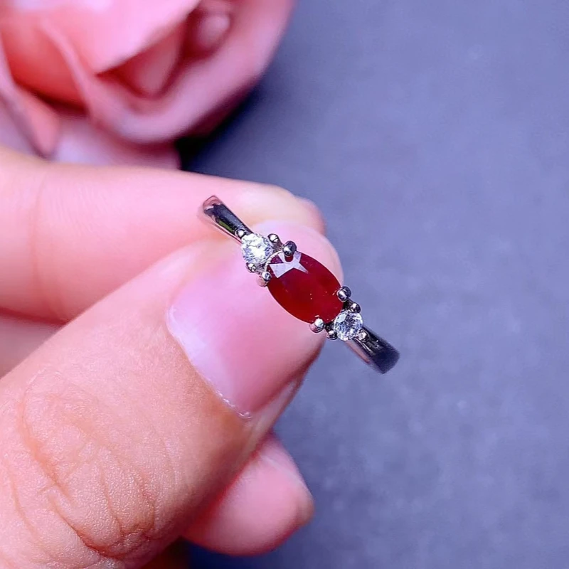 Ювелирные изделия из серебра 925 пробы с натуральным Рубином толщиной карат