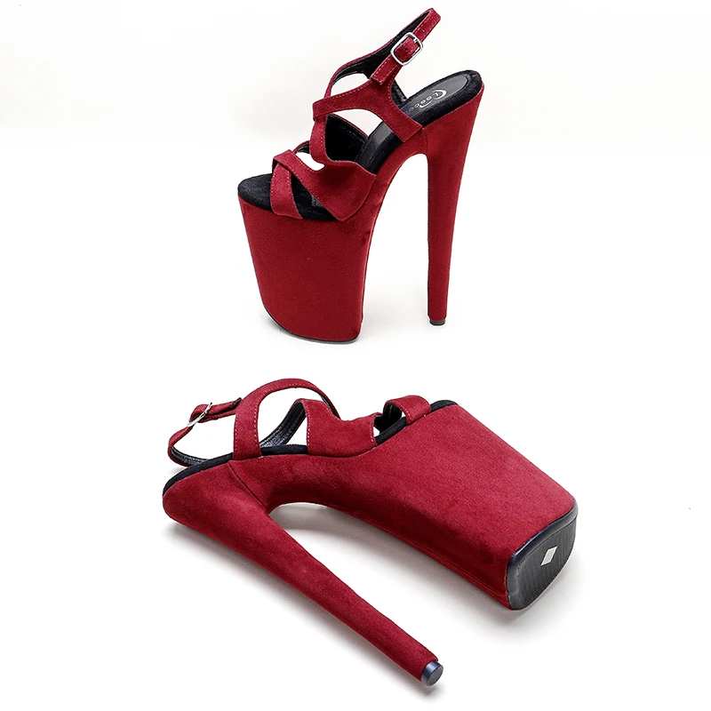 Leecabe 23CM/9inches Suede upper  Platform Sexy  High Heels Sandals Pole Dance shoes