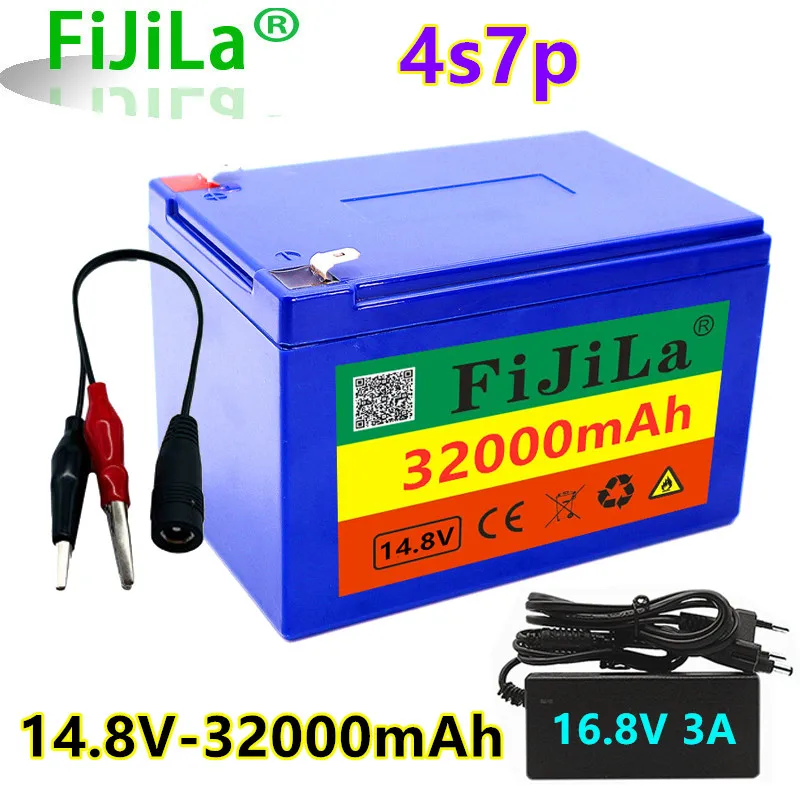 

2022 new 18650 battery pack 14.8V 32000mAh high power Li ion inverter with 30A BMS, suitable for outdoor use of reserve battery