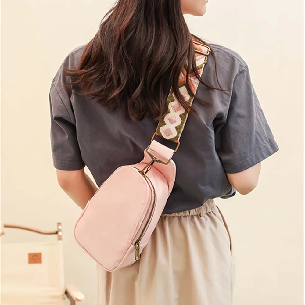 Vegan PU Leather Sling Bags Women Fashion Versatile Guitar Strap Crossbody Chest Bag Female Casual Vintage Boho Fanny Packs