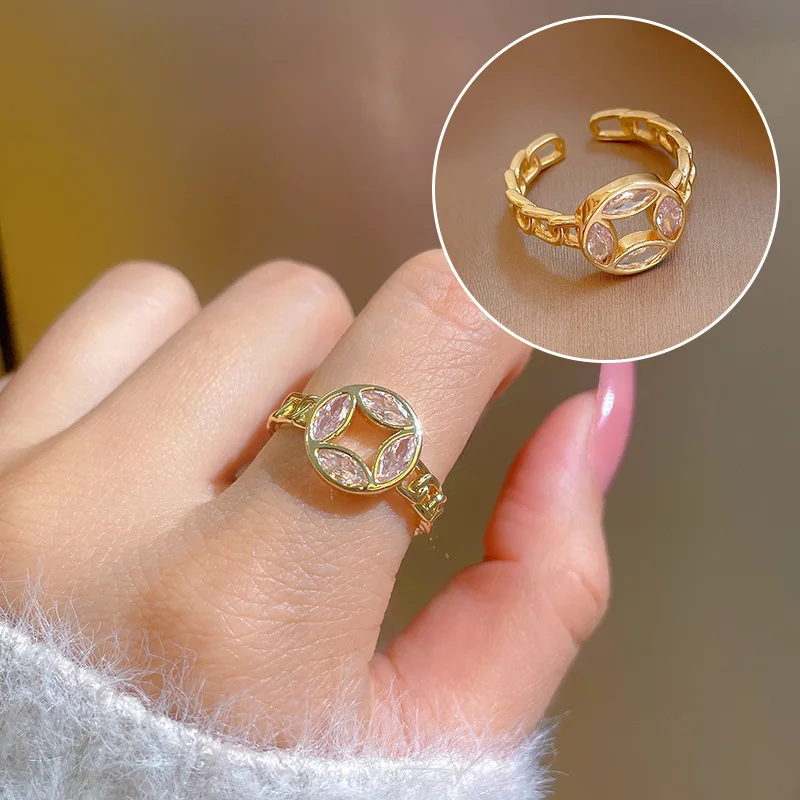 

CDJAIME Gold Filled Rings for Women 2022 Trendy Zircon Round Shape Design Adjustable Open Ring Fine Jewelry Gifts Accessories