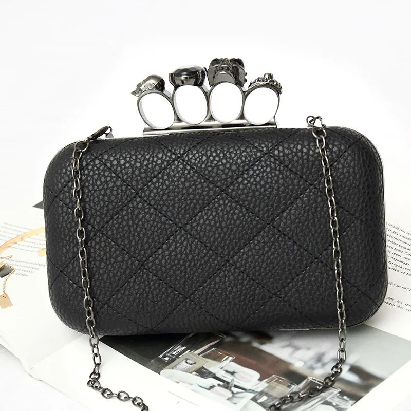 Evening Purse Small Knucklebox Leather Party Bags Cheap Knuckle Box Ladies Wedding Ceremony Clutches Black Clutch for Women
