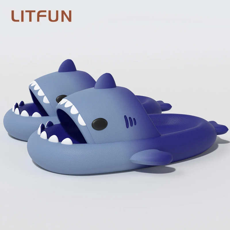 

Litfun New Shark Slippers For Women Summer Men Fashion Slippers Home Couple Thick Soled Non-slip Sandals Outdoor Beach Slides