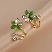 claw earrings opal crystal cubic zirconia flower ear hook clip earrings 2022 new fashion jewelry sweet romantic girl accessories