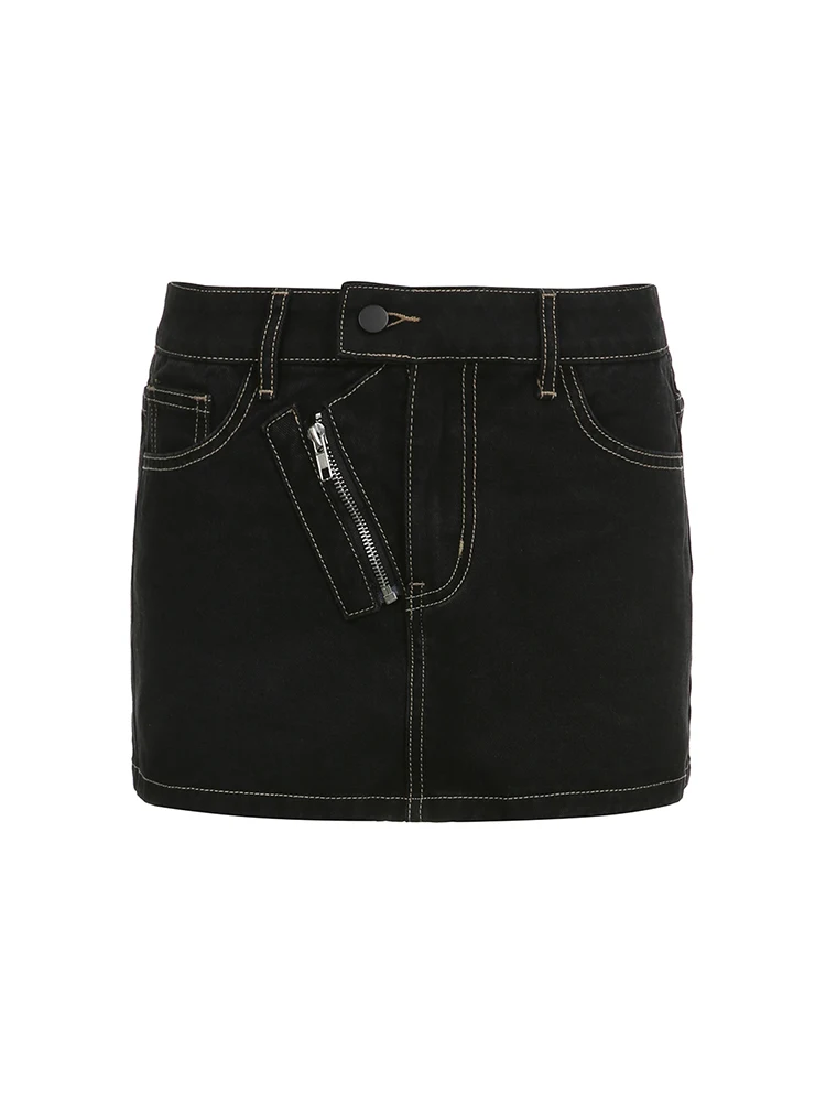 

Женская винтажная джинсовая юбка, черная готическая юбка трапециевидной формы в стиле Харадзюку, Стильная летняя юбка в стиле панк, Y2k, 2023