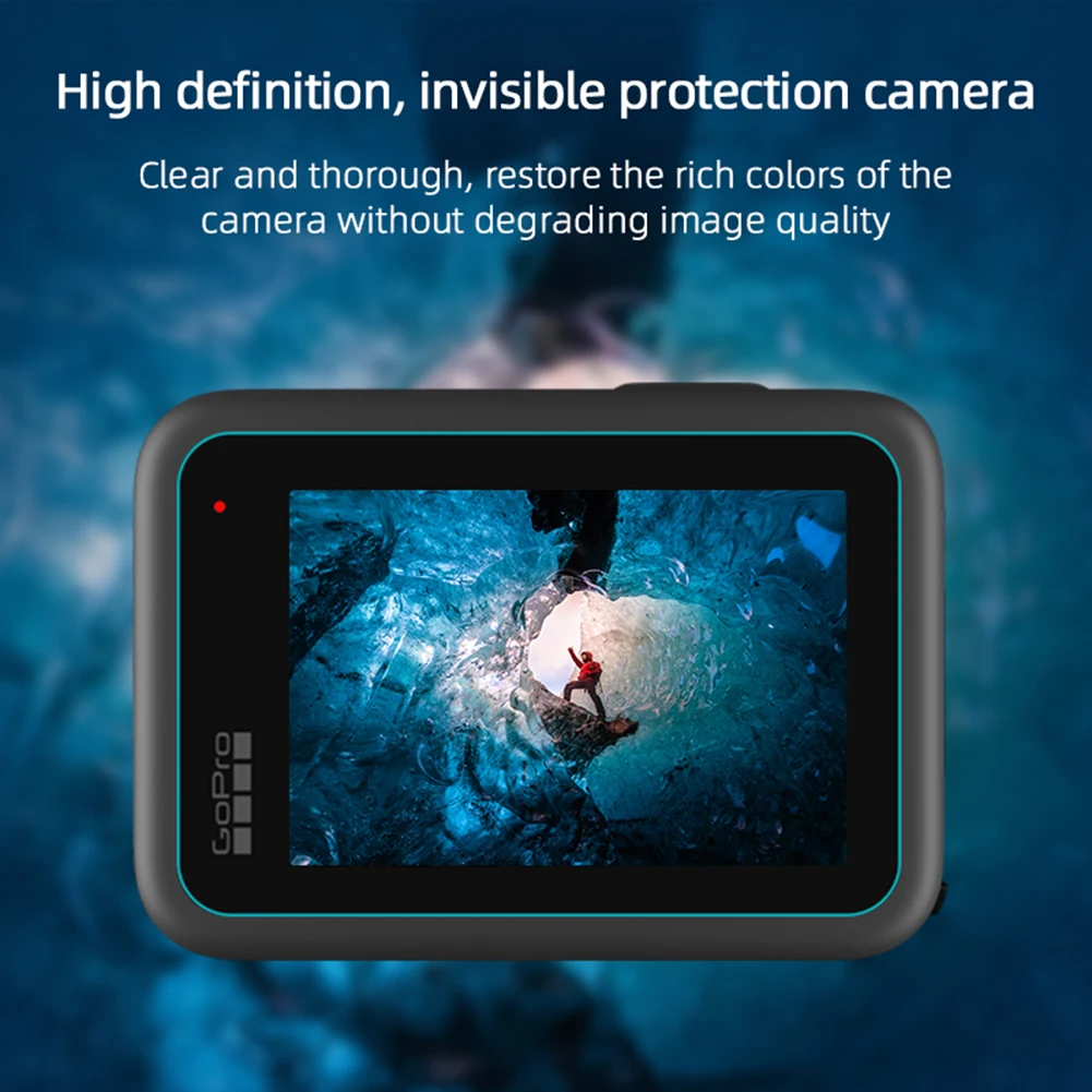 

9H 2.5D Lens Films Sport Camera Tempered Glass Front Rear Screen Portable Quick Release Lightweight for GoPro Hero9