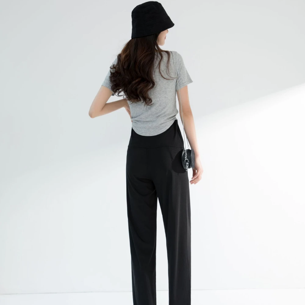 2023 Autumn Casual Cotton Maternity Straight Long Pants Wide Leg Loose Belly Clothes for Pregnant Women Pregnancy Trousers enlarge