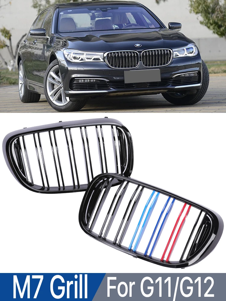 M-Sport Car Front Bumper Kidney Inside Grills Carbon Fiber Console Center M7 Grille Cover For BMW 7 Series G11 G12 2015-2019