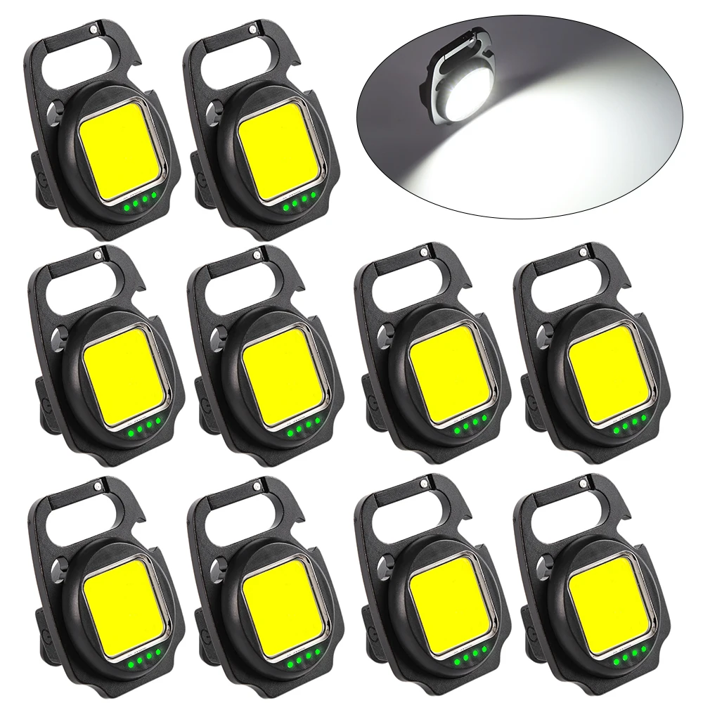 

15PCS Multifunctional Mini Flashlight COB Keychain Light USB Charging Outdoor Emergency Lamps Strong Magnetic Repair Work Light
