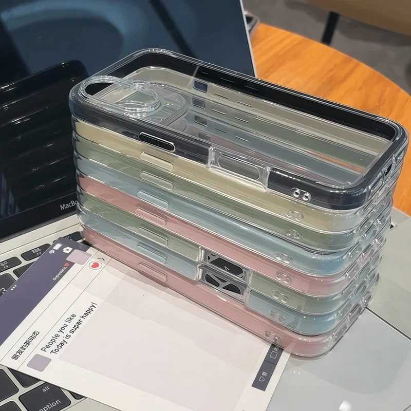 Роскошный прозрачный чехол-бампер с цветной рамкой для iPhone 17, 16, 15, 14, 13, 12 Pro Max, 11, 17 Plus, 16, акриловый, противоударный (art.: 3920da16dcbeb) - 3920da16dcbeb