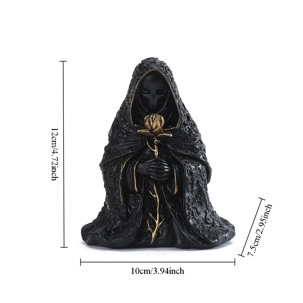 

Черная статуя Бога Смерти, вечная любовь, роза, фигурка Хэллоуина, украшение для дома, вечеринки, гостиной, рабочего стола, украшение для дома с привидениями