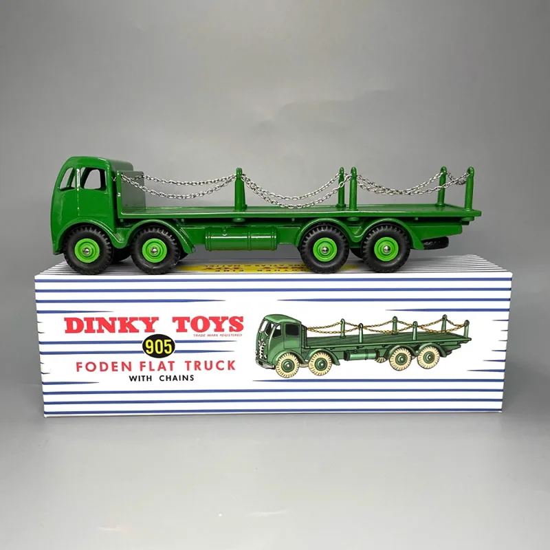 Фото Деревянный плоский грузовик Dinky Toys в масштабе 1:43, с цепями # Модель транспортера из сплава 905, классический сувенирный подарок для взрослых, статический дисплей №1
