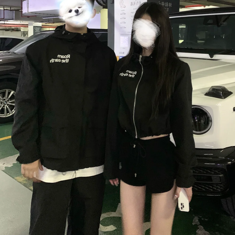 

Short Jacket with Hood Sports Women Autumn Loose Couple 2022
