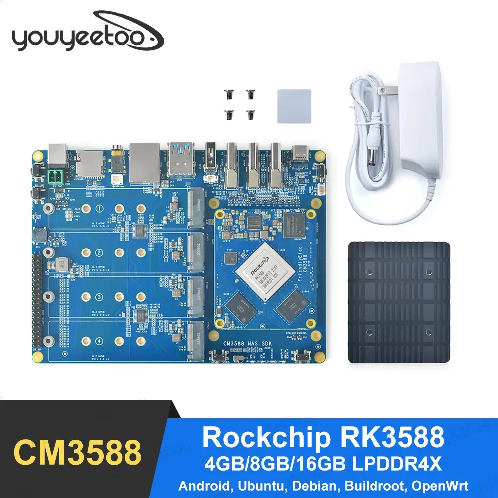 Фото Плата разработки CM3588 Встроенный контроллер PCIe 2,5G Ethernet Rockchip RK3588 Комплект NAS Поддержка OpenWrt, Android, Ubuntu, Debian №1