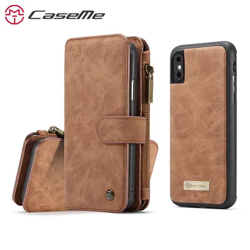 

CaseMe Case For Apple iPhone X Luxury Retro Card Slot Magnetic Multifunction Wallet Phone Case Cover Back Case For iPhoneX