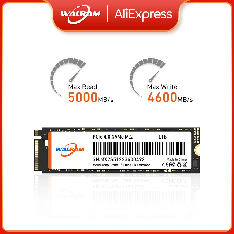 Walram SSD M2 NVME 512GB 1TB Ssd M.2 2280 PCIe 4.0 5000m/s Nmve Hard Disk Internal Solid State Drive for ps5 laptop desktop NMVE