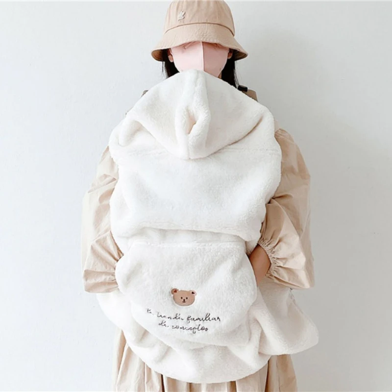 

Coral Fleece Baby Blanket Embroidered Bear Winter Comforter Baby Clothes Warm Stroller Blanket Infant Cloak Nap Cover Outwear