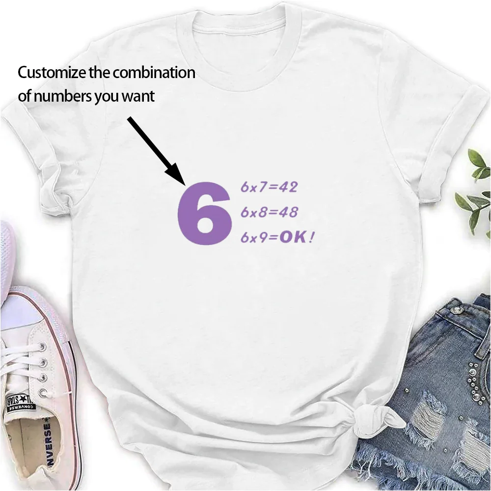 

Custom Your Number T-shirt Short Sleeves 69 OK Personality Creative Customize the Combination of Numbers You Want