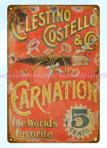 Ранний Celestino Costello сигара металлический жестяной знак оловянный налет