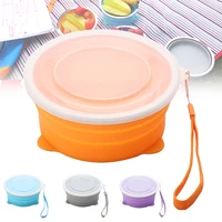 foldable portable bowl with cover home kitchen silicone bowl camping 2pcs picnic folding food storage container