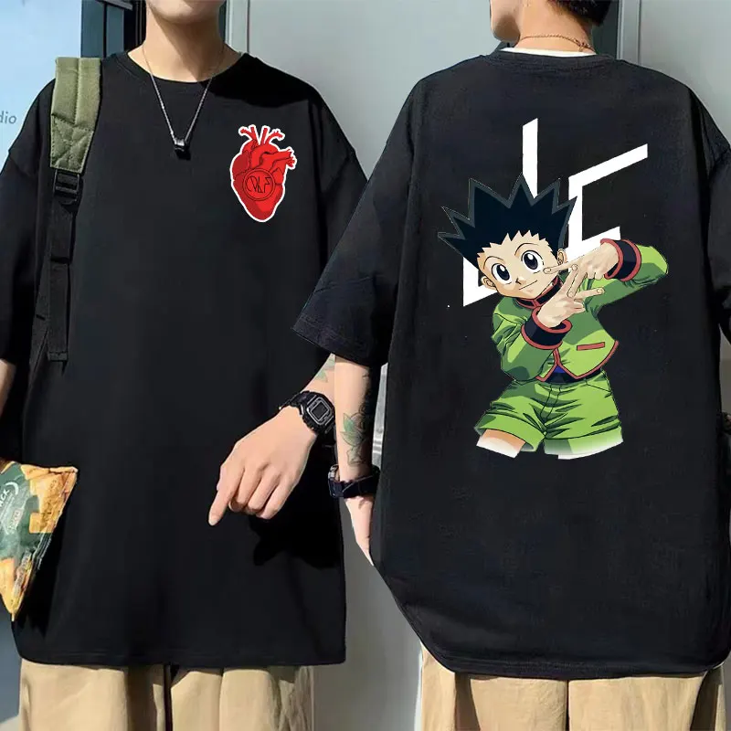 

Новинка, футболка с надписью Le World Chico альбома PNL HUNTER×HUNTER Qlf французский рэп, футболка аниме GON FREECSS, модная смешная свободная футболка для мужч...