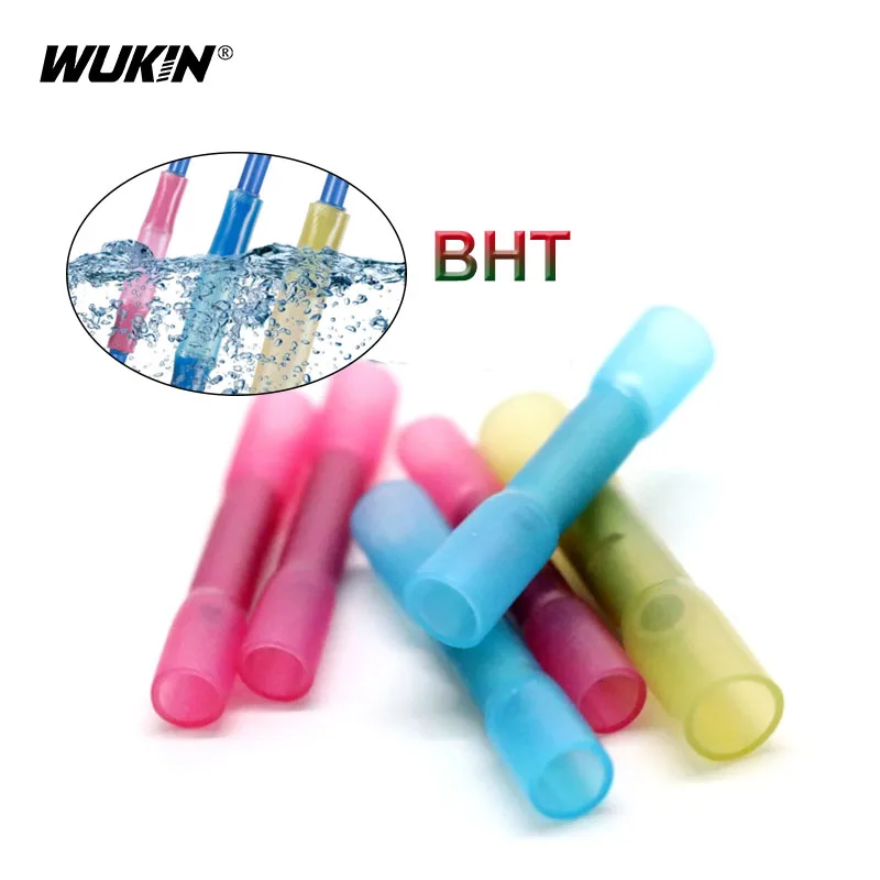 

5-50PCS BHT Heat Shrinkable Butt Connector Waterproof Solder Wire Connectors Splice Butt Heat Shrink Tube Joint Crimp Terminal