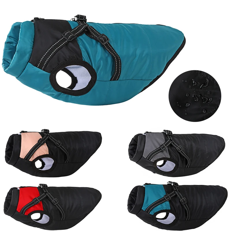 

Winter Warm Pet Dogs Coat with Harness Waterproof Down Jacket for Small Medium Dog Clothes Chihuahua French Bulldog Costume