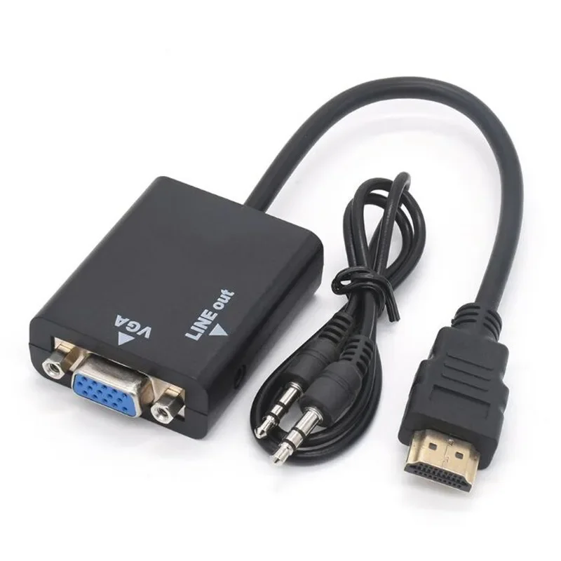 

Hdmi-compatible Adapter To Vga Hd Conversion Cable Audio Output PC Video Cables Adapters vga hdmi-compatible laptop adapter