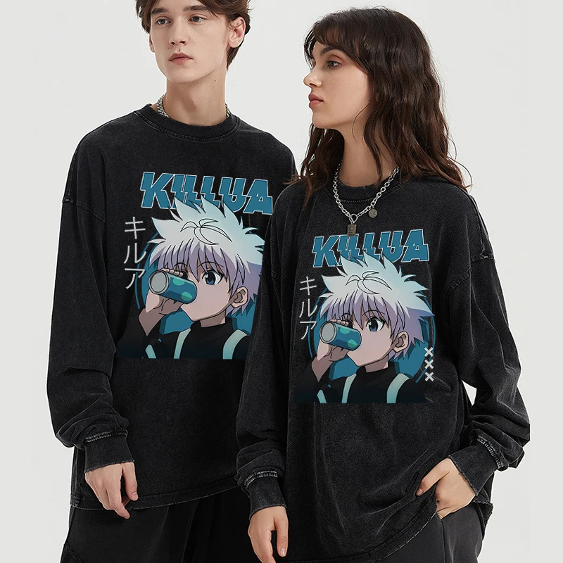 

Anime Hunter X Hunter Killua Hxh T Shirt Men Retro Oversized Tshirt for Men 100% Cotton Quality Hip Hop Streetwear Male T-shirt