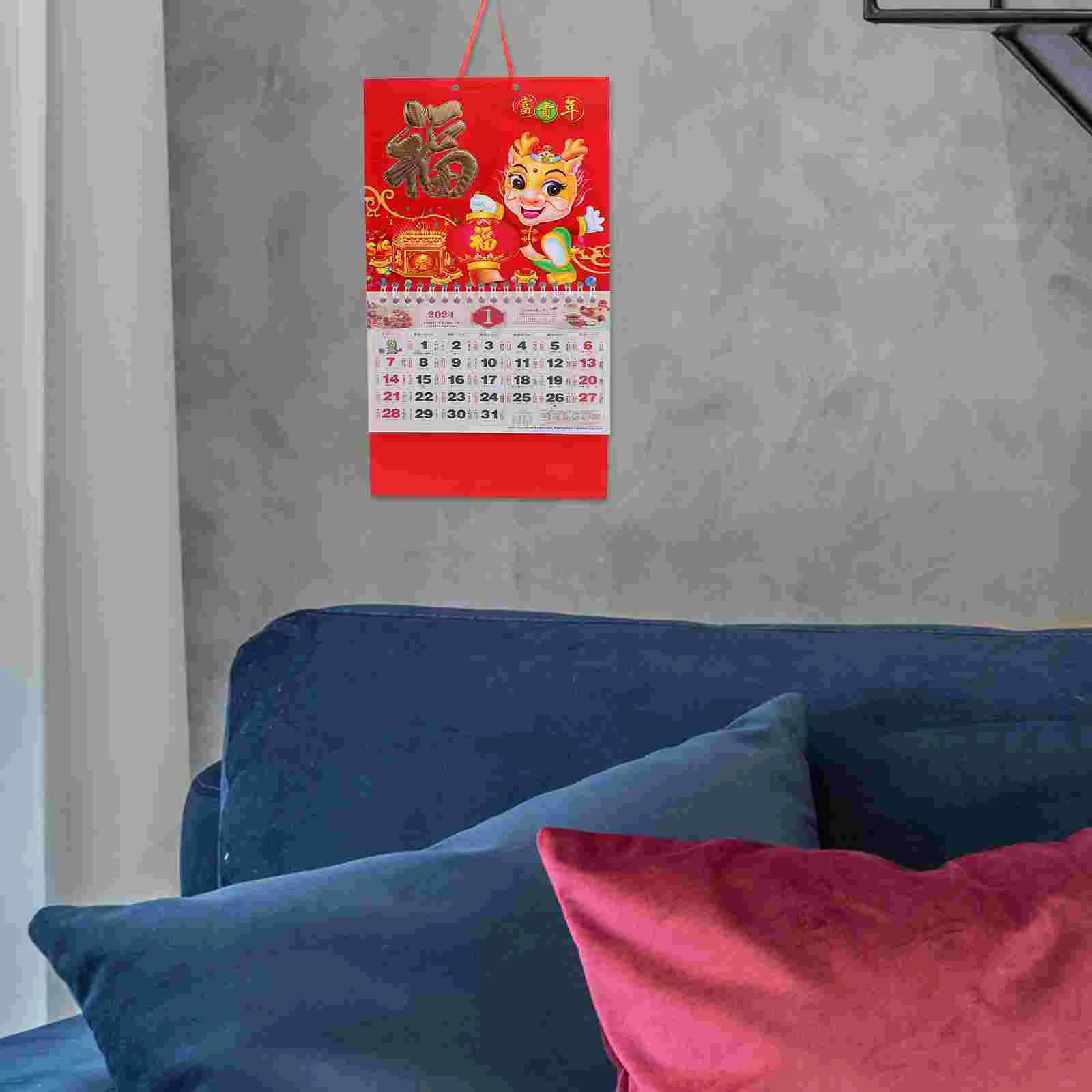 

6 Pcs Traditional Hanging Wall Calendar Office Daily Planning Lunar Chinese Style Supplies Large Wall Household